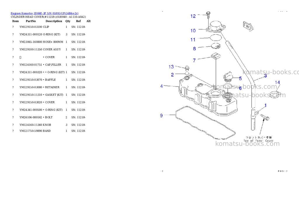 Komatsu 3D84E-3F S/N 05993-UP Parts catalog cover Page 3