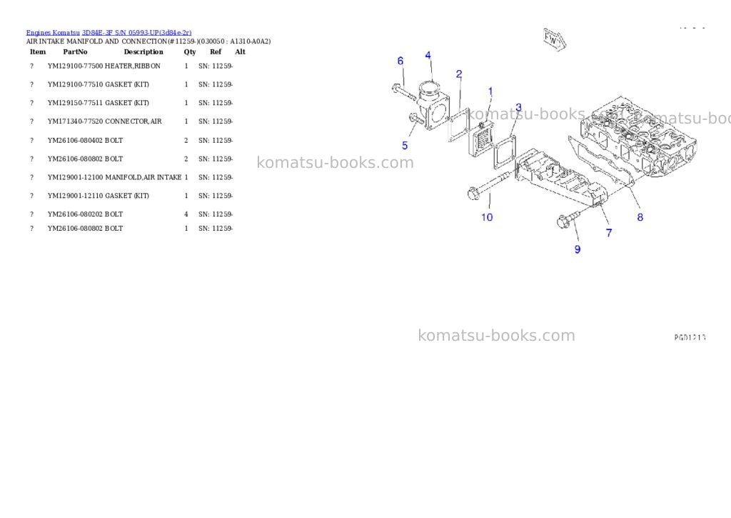 Komatsu 3D84E-3F S/N 05993-UP Parts catalog cover Page 4