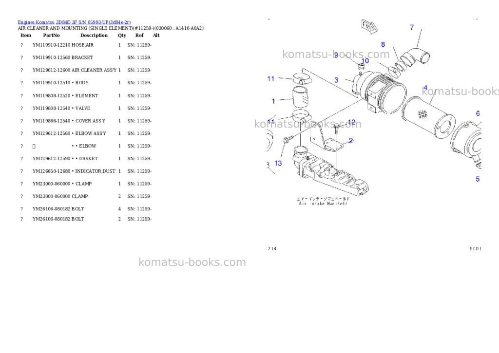 Komatsu 3D84E-3F S/N 05993-UP Parts catalog cover Page 5