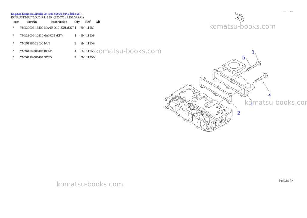 Komatsu 3D84E-3F S/N 05993-UP Parts catalog cover Page 6