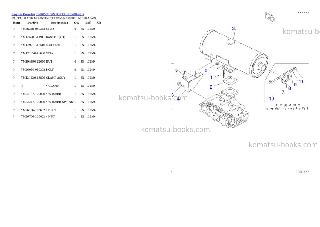Komatsu 3D84E-3F S/N 05993-UP Parts catalog cover Page 7
