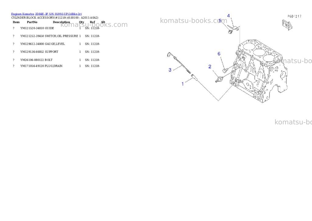 Komatsu 3D84E-3F S/N 05993-UP Parts catalog cover Page 9