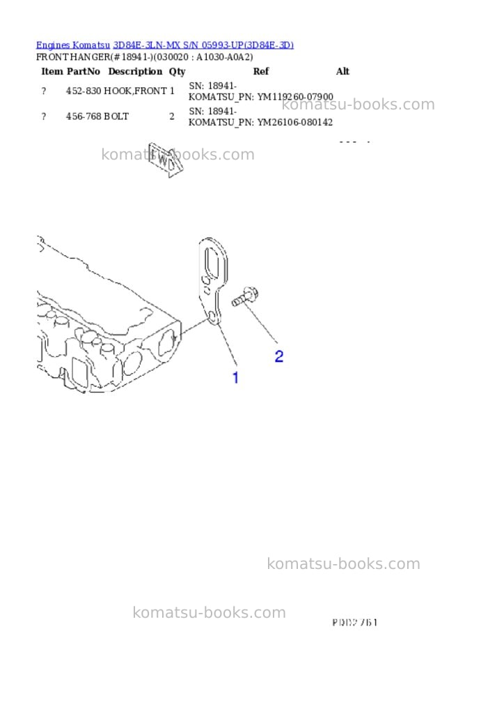 Komatsu 3d84e-3ln-mx s/n 05993-up Parts catalog cover