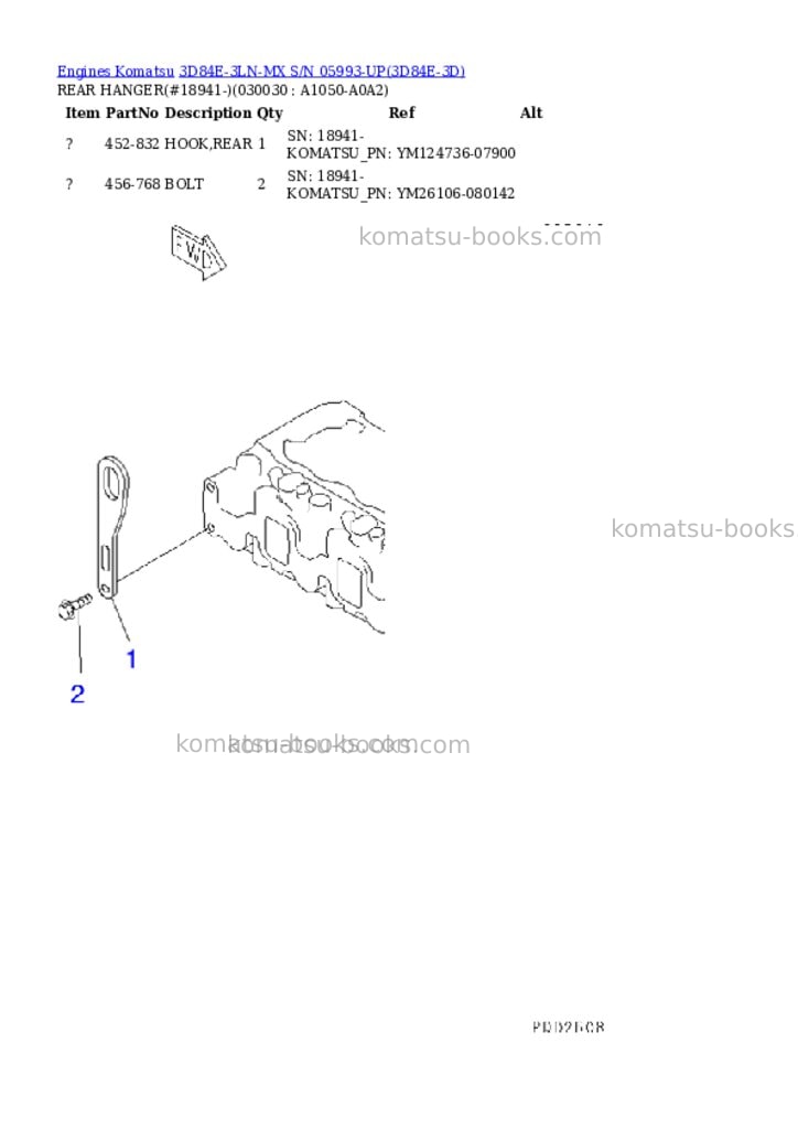 Komatsu 3d84e-3ln-mx s/n 05993-up Parts catalog cover Page 2