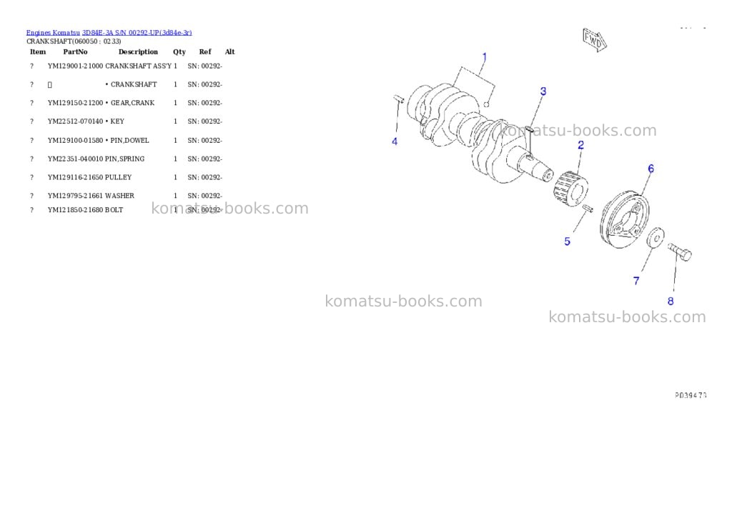Komatsu 3d84e-3a s/n 00292-up Parts catalog cover Page 10 Komatsu 3d84e-3a s/n 00292-up Parts catalog cover Page 10
