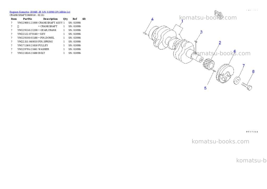 Komatsu 3d84e-3e s/n 03098-up Parts catalog cover Page 10