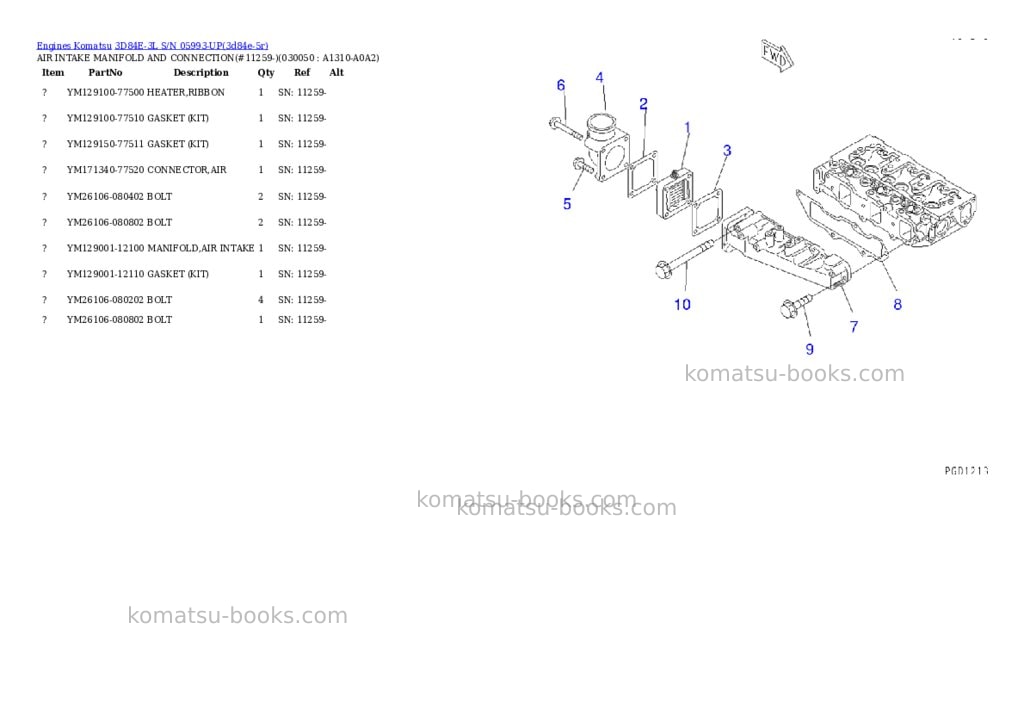 Komatsu 3d84e-3l s/n 05993-up Parts catalog cover Page 4