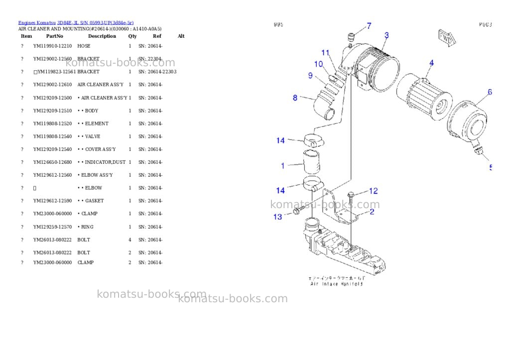Komatsu 3d84e-3l s/n 05993-up Parts catalog cover Page 5