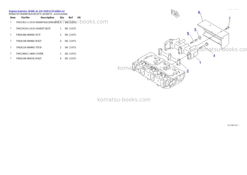Komatsu 3d84e-3l s/n 05993-up Parts catalog cover Page 6