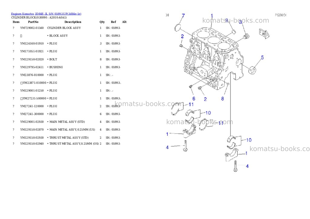 Komatsu 3d84e-3l s/n 05993-up Parts catalog cover Page 8