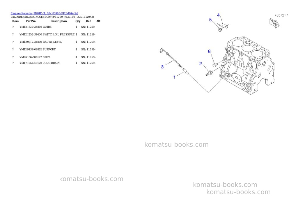 Komatsu 3d84e-3l s/n 05993-up Parts catalog cover Page 9