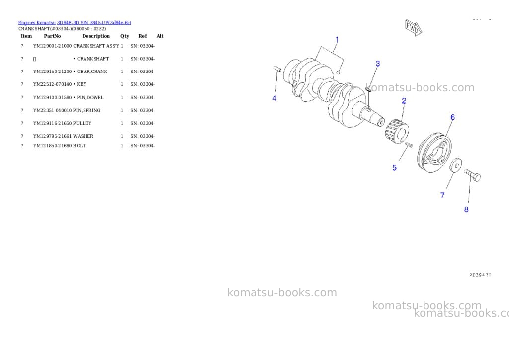 Komatsu 3d84e-3d s/n 3845-up Parts catalog cover Page 10