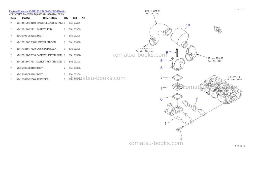 Komatsu 3d84e-3d s/n 3845-up Parts catalog cover Page 3