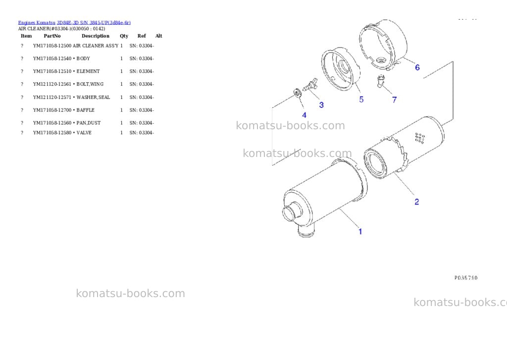 Komatsu 3d84e-3d s/n 3845-up Parts catalog cover Page 4