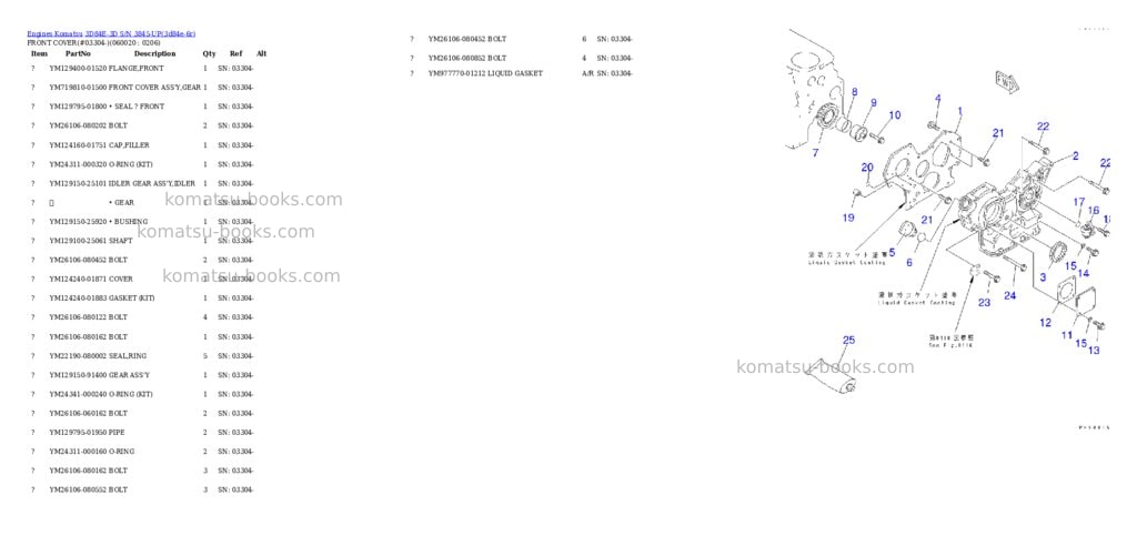 Komatsu 3d84e-3d s/n 3845-up Parts catalog cover Page 7