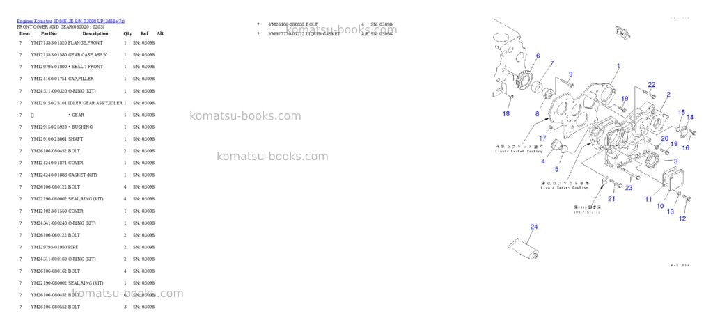 Komatsu 3D84E-3E S/N 03098-UP Parts catalog cover Page 7 Komatsu 3D84E-3E S/N 03098-UP Parts catalog cover Page 7