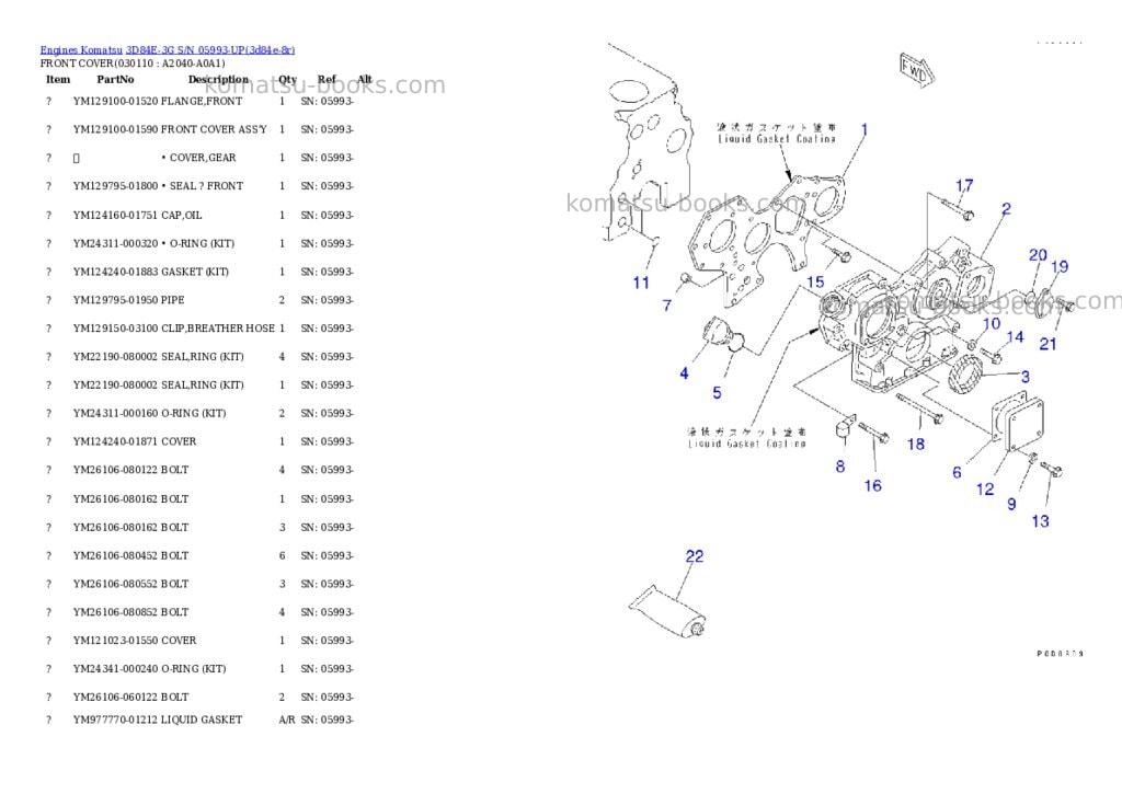 Komatsu 3D84E-3G S/N 05993-UP Parts catalog cover Page 10