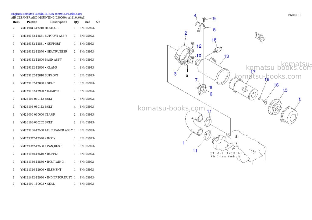 Komatsu 3D84E-3G S/N 05993-UP Parts catalog cover Page 5