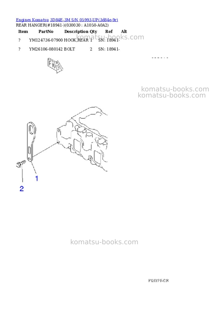Komatsu 3d84e-3m s/n 05993-up Parts catalog cover Page 2