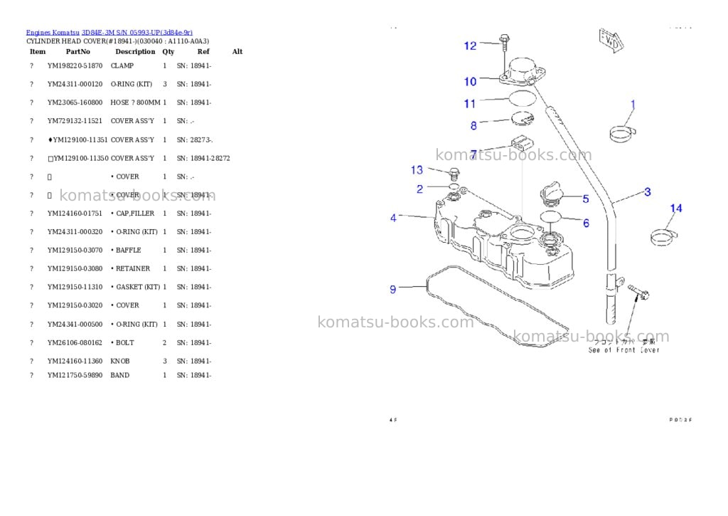 Komatsu 3d84e-3m s/n 05993-up Parts catalog cover Page 3
