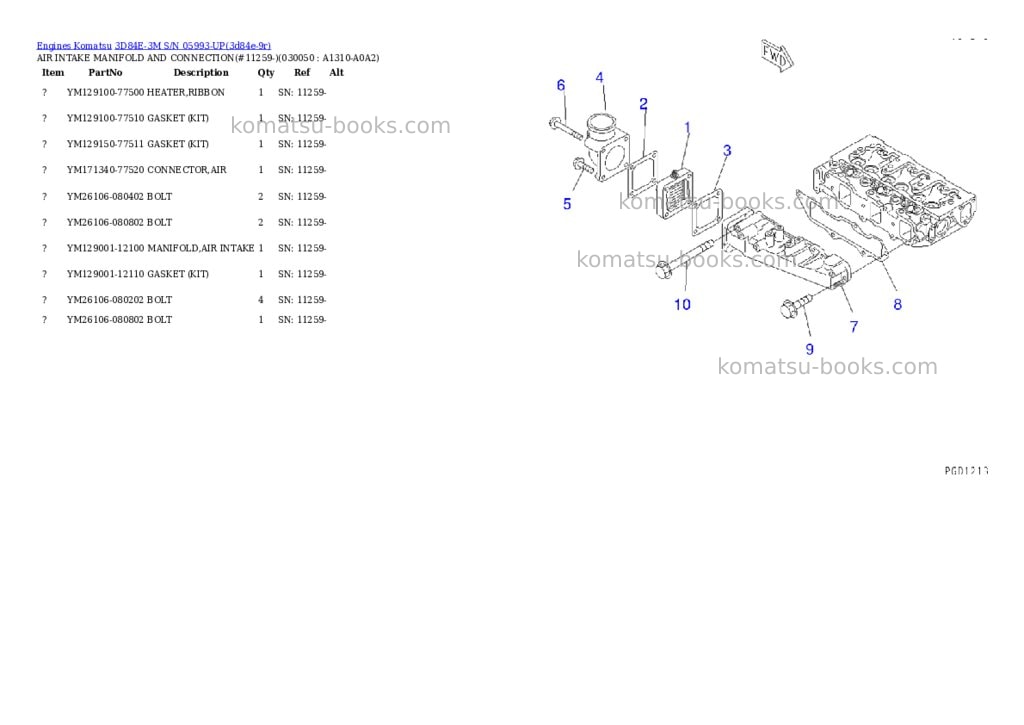 Komatsu 3d84e-3m s/n 05993-up Parts catalog cover Page 4