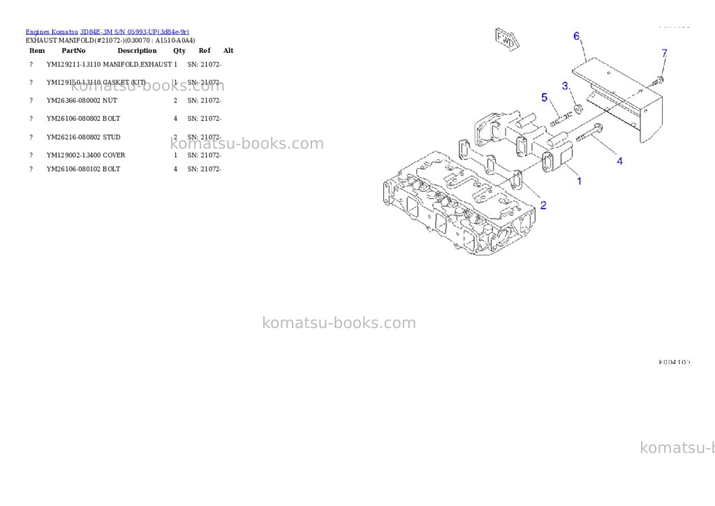 Komatsu 3d84e-3m s/n 05993-up Parts catalog cover Page 6