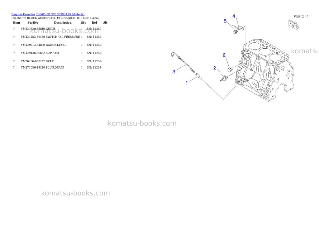Komatsu 3d84e-3m s/n 05993-up Parts catalog cover Page 9