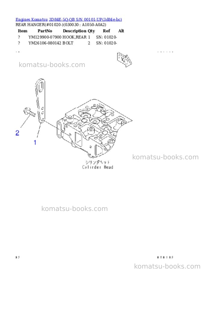 Komatsu 3D84E-5Q-QB S/N 00101-UP Parts catalog cover Page 2