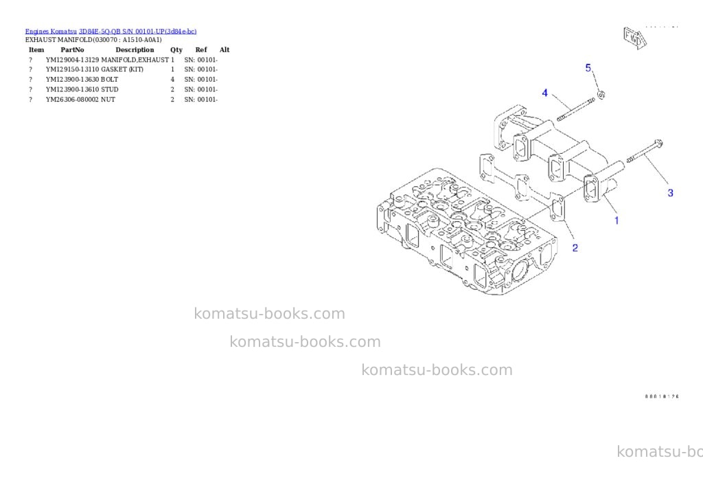 Komatsu 3D84E-5Q-QB S/N 00101-UP Parts catalog cover Page 6