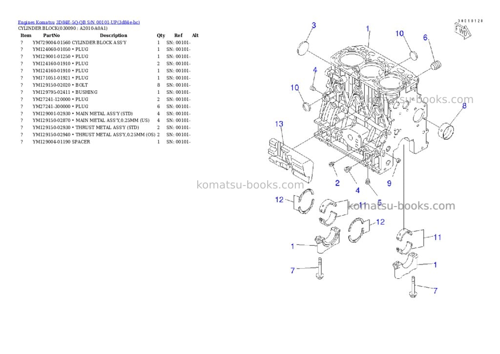 Komatsu 3D84E-5Q-QB S/N 00101-UP Parts catalog cover Page 8
