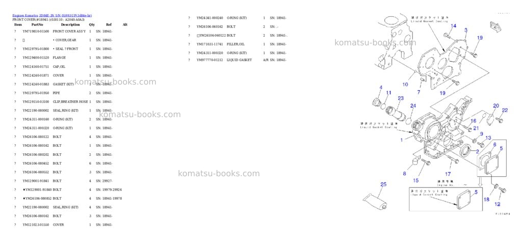 Komatsu 3d84e-3n s/n 05993-up Parts catalog cover Page 10