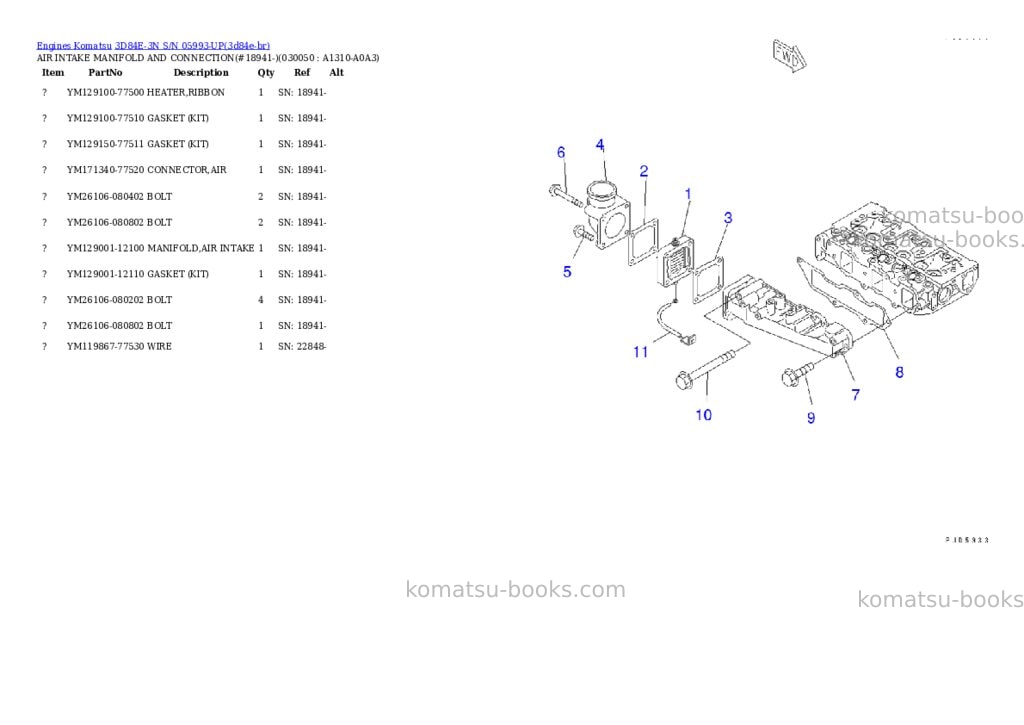 Komatsu 3d84e-3n s/n 05993-up Parts catalog cover Page 4