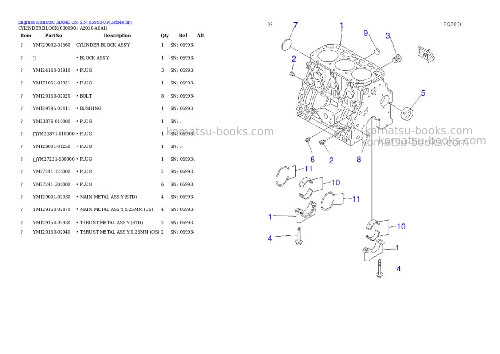 Komatsu 3d84e-3n s/n 05993-up Parts catalog cover Page 8