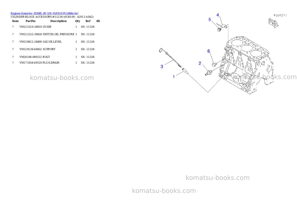 Komatsu 3d84e-3n s/n 05993-up Parts catalog cover Page 9