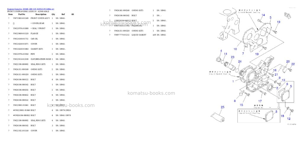 Komatsu 3d84e-3kb s/n 05993-up Parts catalog cover Page 10