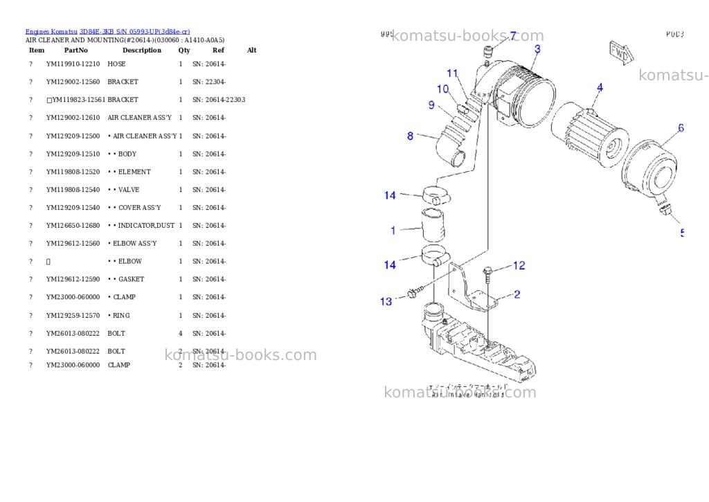 Komatsu 3d84e-3kb s/n 05993-up Parts catalog cover Page 5