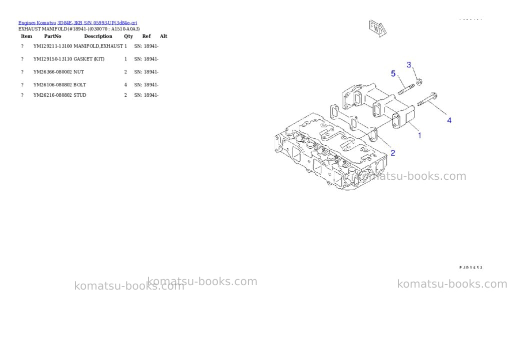 Komatsu 3d84e-3kb s/n 05993-up Parts catalog cover Page 6