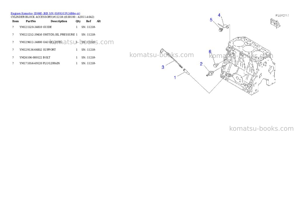 Komatsu 3d84e-3kb s/n 05993-up Parts catalog cover Page 9