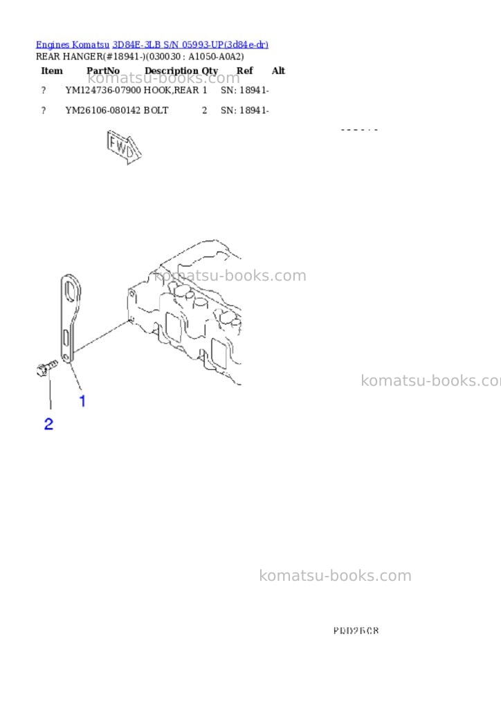 Komatsu 3d84e-3lb s/n 05993-up Parts catalog cover Page 2
