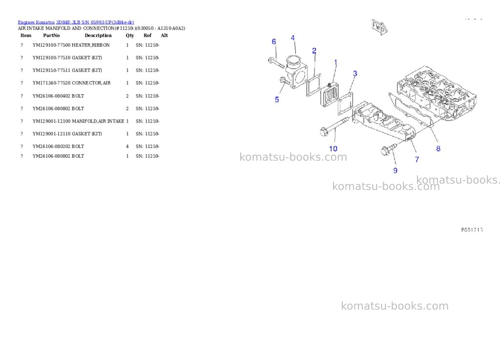 Komatsu 3d84e-3lb s/n 05993-up Parts catalog cover Page 4