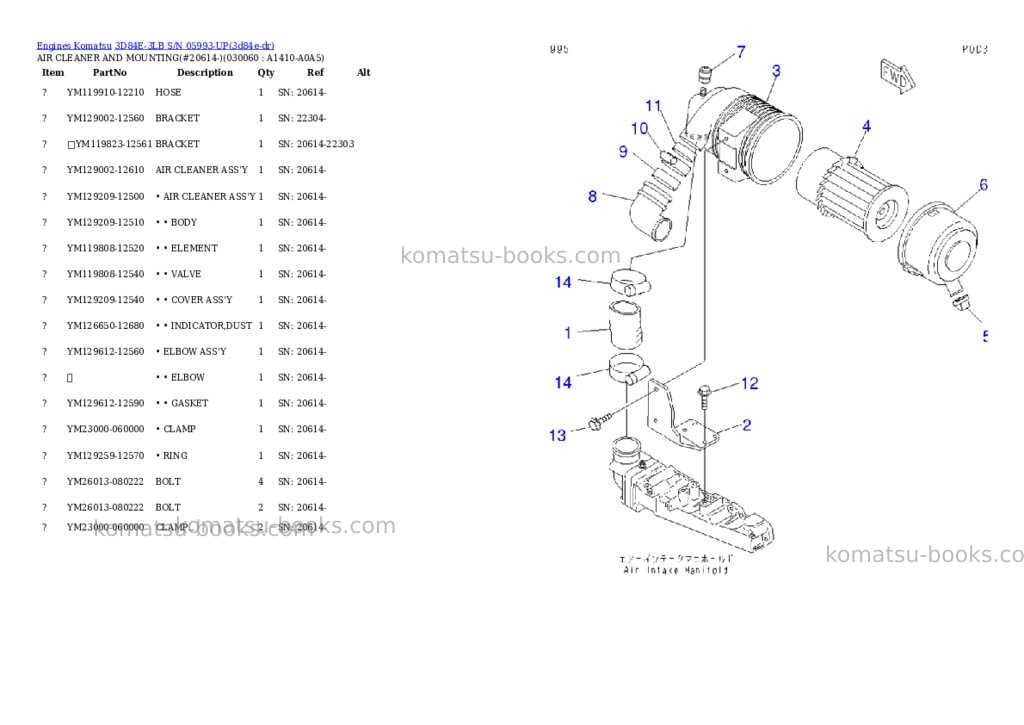 Komatsu 3d84e-3lb s/n 05993-up Parts catalog cover Page 5
