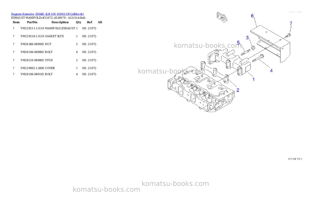 Komatsu 3d84e-3lb s/n 05993-up Parts catalog cover Page 6