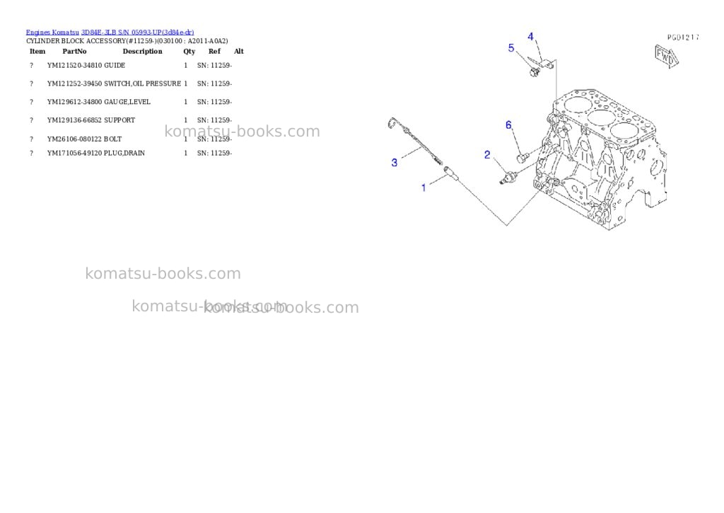 Komatsu 3d84e-3lb s/n 05993-up Parts catalog cover Page 9