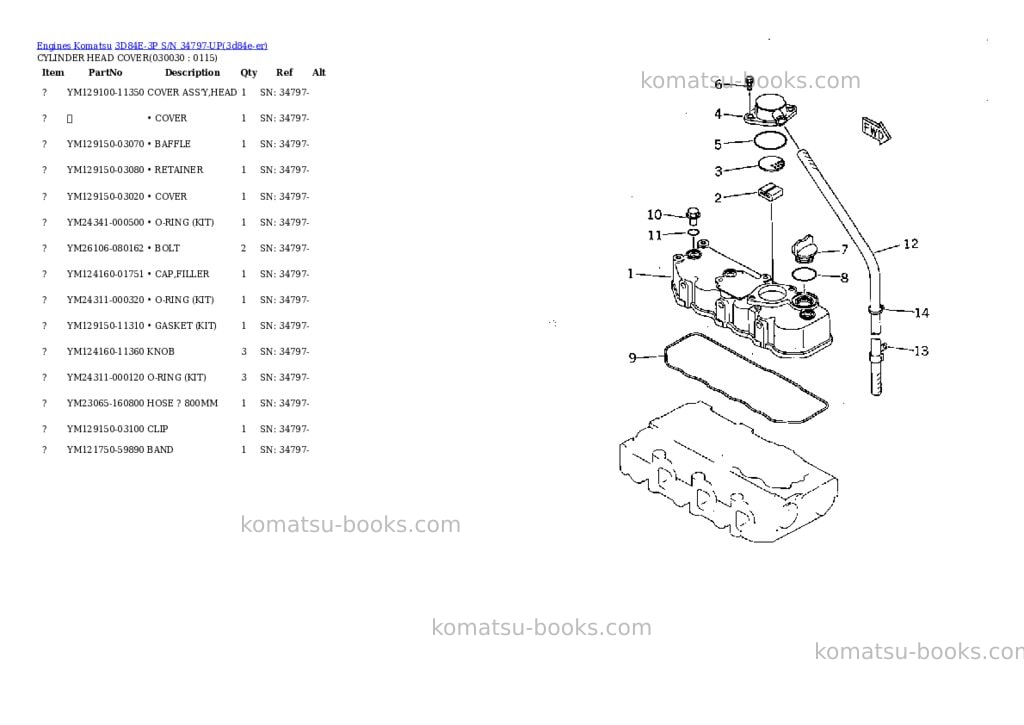 Komatsu 3d84e-3p s/n 34797-up Parts catalog cover Page 2