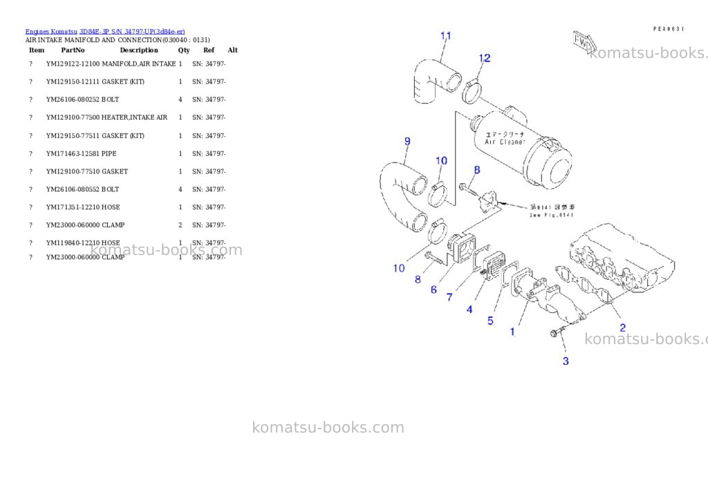Komatsu 3d84e-3p s/n 34797-up Parts catalog cover Page 3