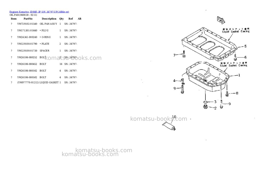 Komatsu 3d84e-3p s/n 34797-up Parts catalog cover Page 8