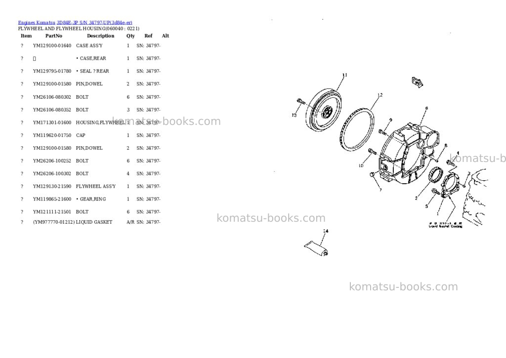 Komatsu 3d84e-3p s/n 34797-up Parts catalog cover Page 9