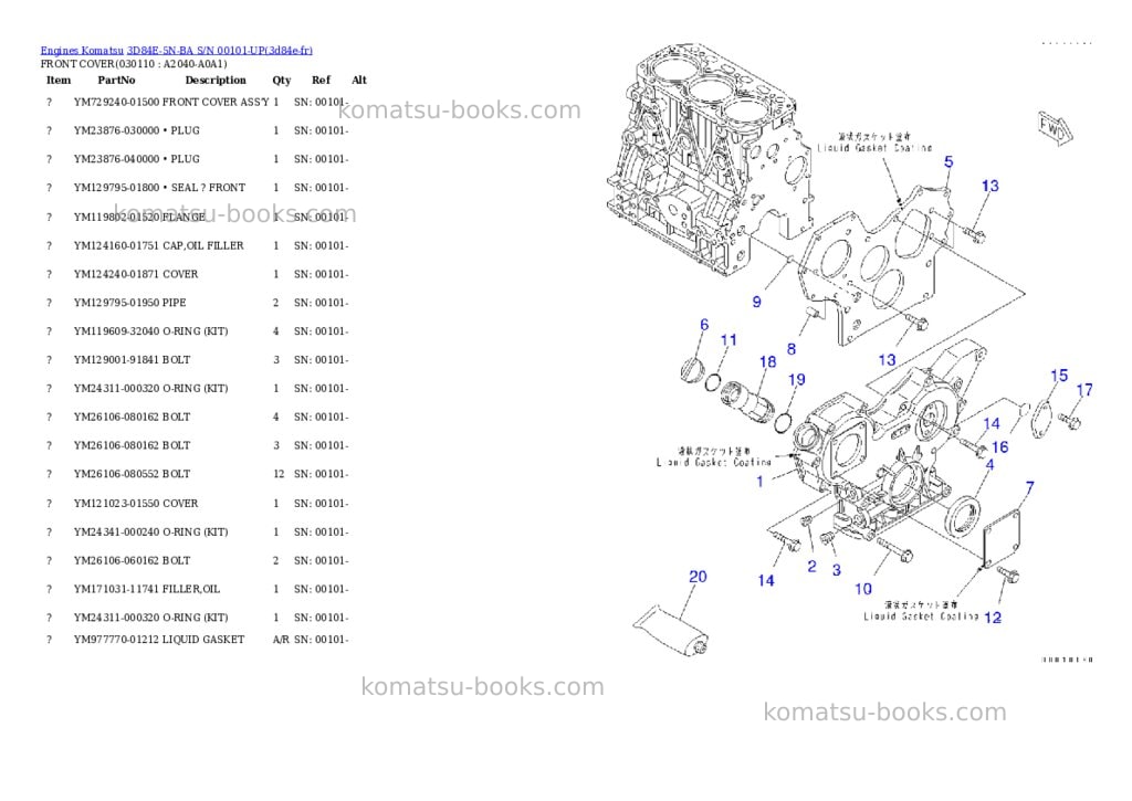 Komatsu 3D84E-5N-BA S/N 00101-UP Parts catalog cover Page 10 Komatsu 3D84E-5N-BA S/N 00101-UP Parts catalog cover Page 10