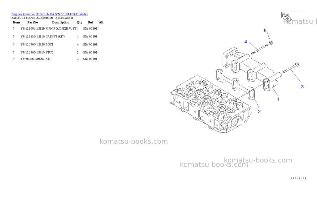 Komatsu 3D84E-5N-BA S/N 00101-UP Parts catalog cover Page 6 Komatsu 3D84E-5N-BA S/N 00101-UP Parts catalog cover Page 6