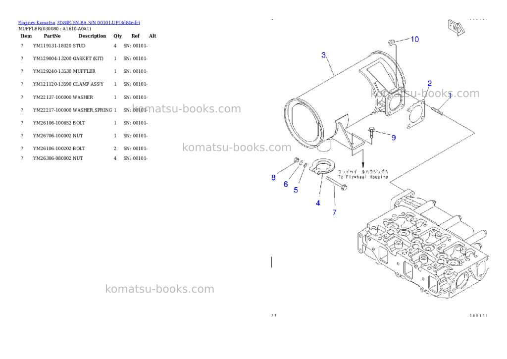 Komatsu 3D84E-5N-BA S/N 00101-UP Parts catalog cover Page 7 Komatsu 3D84E-5N-BA S/N 00101-UP Parts catalog cover Page 7